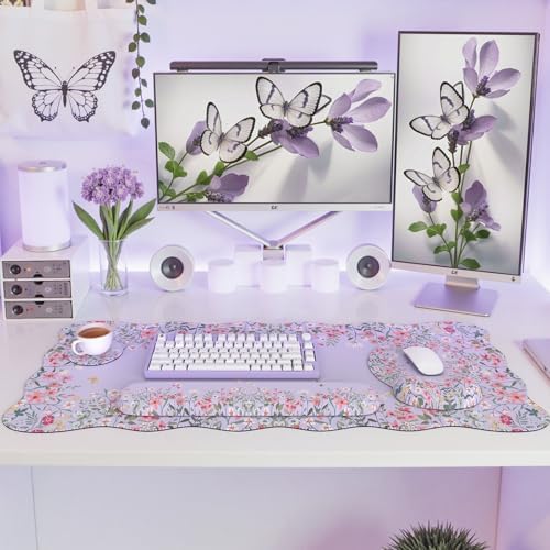 iCasso Computer Mat for Workspace, Purple 35.4"x15.7" Computer Pad