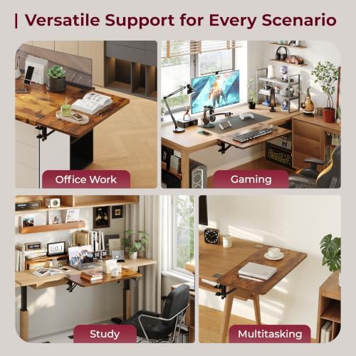 Desk Extender Tray, 16"×12" Clamp-On Arm Rest Shelf