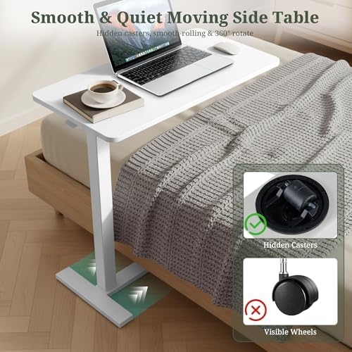 Mobile Standing Desk, Height Adjustable Laptop Desk with Hidden Casters