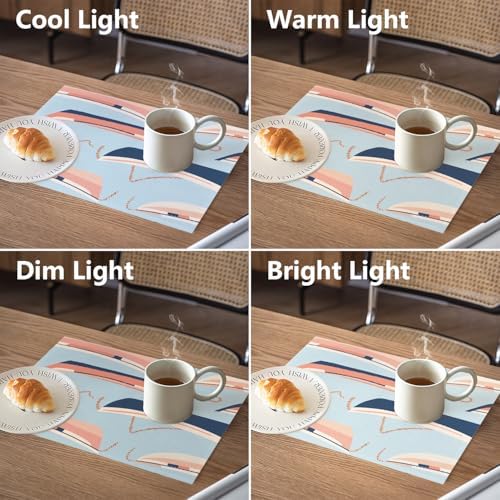 Nautical Small Boats Linen Placemats, Seaside Marine Table Mats for Table Washable Heat Insulation Thick Dining Mat, Indoor/Outdoor 12X18 in 4 Pcs