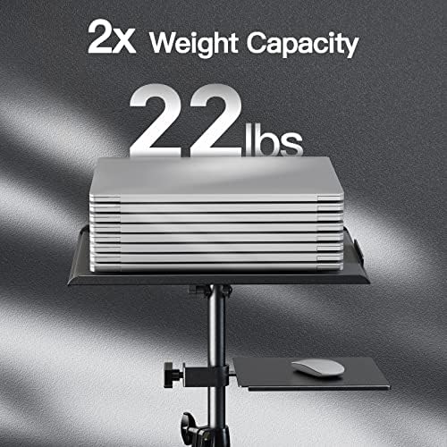 Amada Projector Stand with Wheels, Height Adjustable Rolling Stand with Mouse Tray, Bag Included - Ideal for Laptop, Projector, DJ, Sheet Music - AMPS05