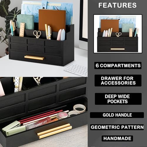 Desk Organizer with Drawer, Countertop Bill Mail Organizer and File Storage