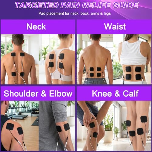 Belifu TENS Muscle Stimulator Unit for Pain Relief, Electronic Pulse Therapy Machine with 36 Mode 20 Intensities, Rechargeable & Portable – Neck, Back, Shoulder, Joint Pain Relief, Color Purple