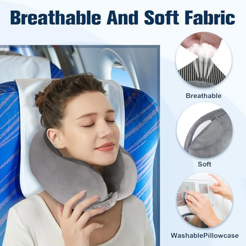 Cirorld Neck Pillow for Traveling, Travel Pillows for Airplanes Grey