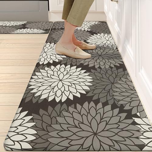 HEBE Anti Fatigue Kitchen Rugs Set of 2, Cushioned Kitchen Mats for Floor