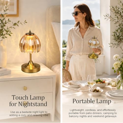 Upgrade Mini Tulip Cordless Table Lamp, Home Décor-Amber