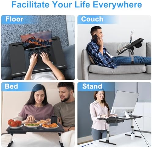 HETTHI Bed Laptop Table Adjustable Foldable Laptop Stand 23.60×15.7in Black