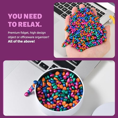 LCVUUK Fidget Toys Adults,Sensory Stones for Stress Relief,300+Multicolour Smooth Ferrite Rocks, Desk Fidgets Toy,Adults Gifts, Holiday Stocking Stuffer