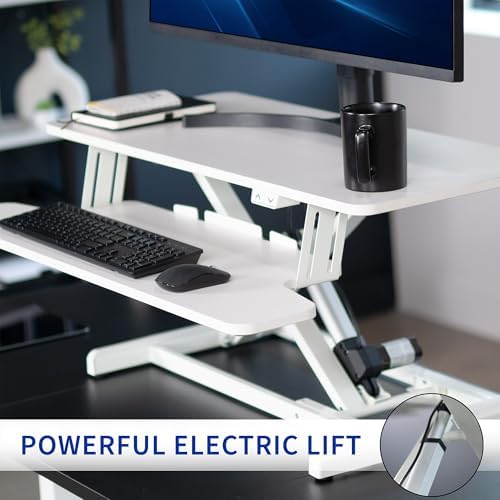 VIVO White 36 inch Electric Desk Converter, DESK-VE36W