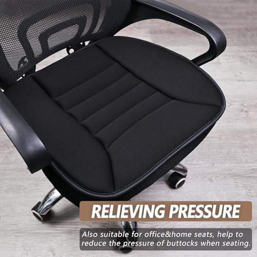 MYFAMIREA 2PCS Car Seat Cushion Pad 1.2" Thick Comfort Seat Protector for Car Driver Seat Office Chair Home Use Memory Foam Seat Cushion with Non Slip Bottom, 20'' x 18.5'', Black