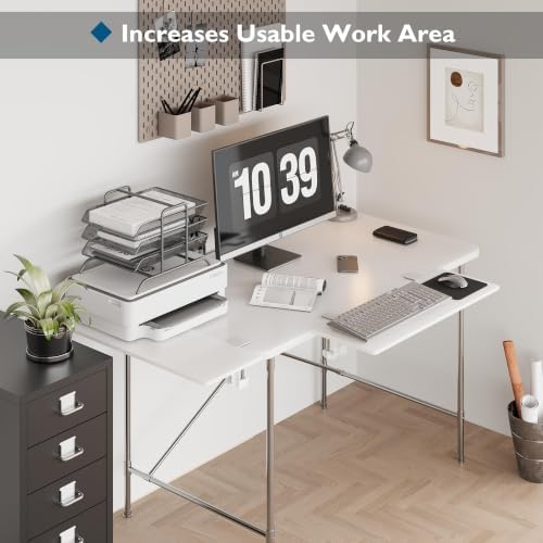 BONTEC Ergonomics Desk Extender Tray, 27.2 x 9.5 Inch, White