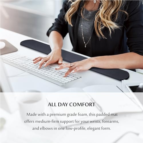 Extra Long Wrist Elbow Rest Pad for Desk and Table, Continuous Rollable Arm Cushion Mat, Non-Slip, Black - 1 Each