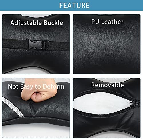 2 Pack Car Headrest Pillow Diamond Dual-Side PU Leather Neck Pillows, Cushion Head Rest Neck for Women fit Most Cars Universal Relax Crystal Rhinestone Neck Support Pillow for Car, Home & Office