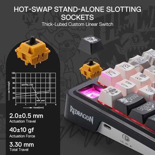 Redragon K719 PRO Wireless 95-Key Gasket Gaming Keyboard, TFT Screen & Knob