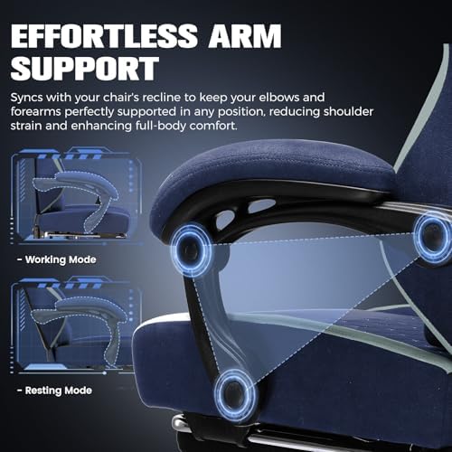 GTPLAYER Gaming Chair, Ergonomic Computer Chair with Footrest and Lumbar Support, High Back Recliner Chair 350lbs, Height Adjustable for Home Office, Deep Blue