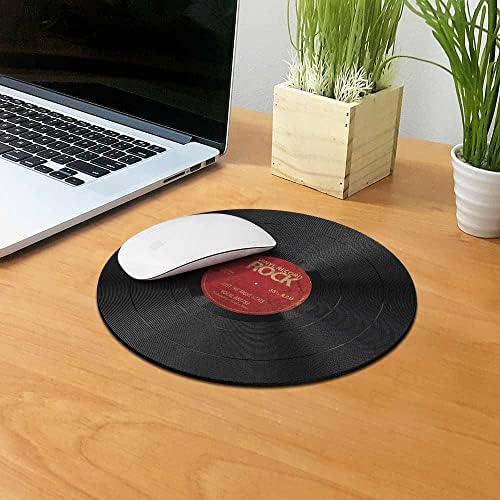 WIRESTER Non-Slip Round Mousepad, Vintage Vinyl Record Red Mouse Pad for Home, Office and Gaming Desk