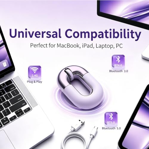 Bluetooth Mouse for Laptop Donut Purple Wireless Mouse, Rechargeable