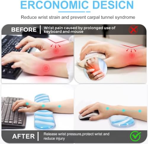 L-SPOUTTO Blue Cute Ergonomic Gel Wrist Rest for Mouse and Keyboard