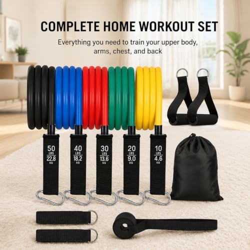 Home Workout Equipment - Resistance Band Handles - Hand Grip Strengthener