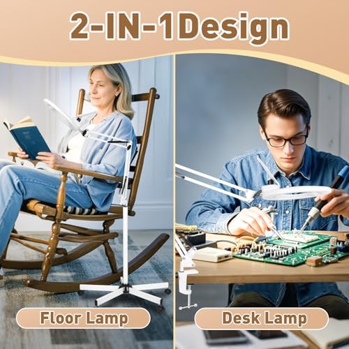 HITTI 2200 Lumens 12X Magnifier Esthetician Light, 5 Wheel Rolling Base
