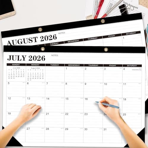 2026-2027 Desk Calendar - 18 Month Desk Calendar 2026-2027, Jul 2026 - Dec 2027, 17" x 12", Large Monthly Desktop Calendar with Daily Blocks, Thick Paper, Corner Protectors - (2 Stickers Included)