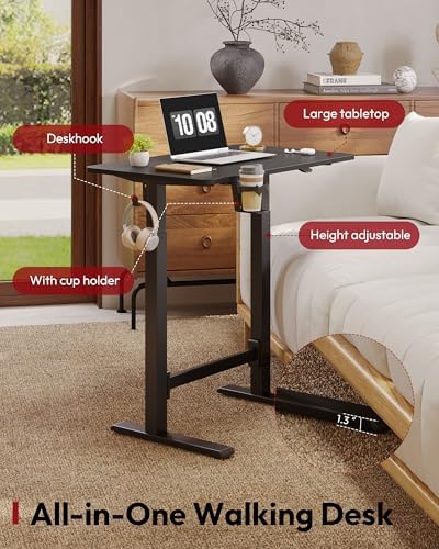 SANODESK 32''x20'' Gas-Spring Lifting Mobile One-Piece Standing Desk