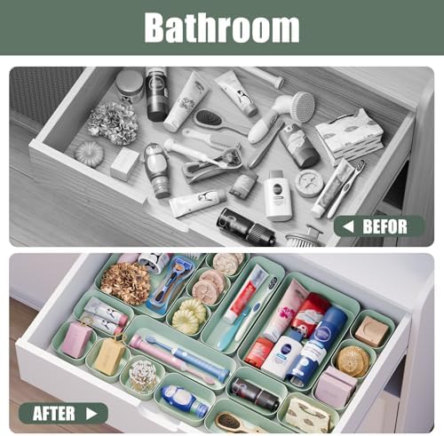 Drawer Organizers Bins 18 PCS for Bathroom Makeup Desk Office
