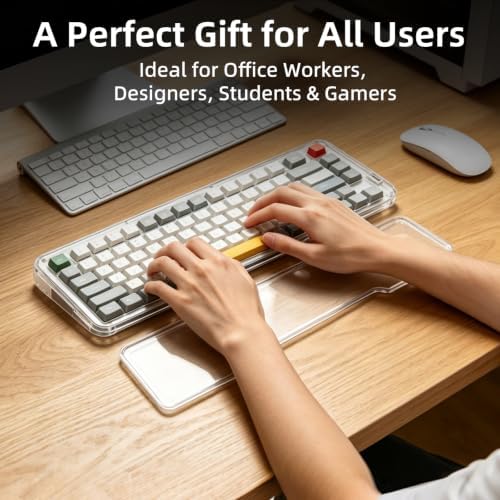 Translucent Acrylic Wrist Rest Compatible with NuPhy Air65 Air75 65% 75% Low Profile Mechanical Keyboard, Ergonomic Palm Pad with Anti Slip Silicone Base, Diffuses Keyboard RGB Light