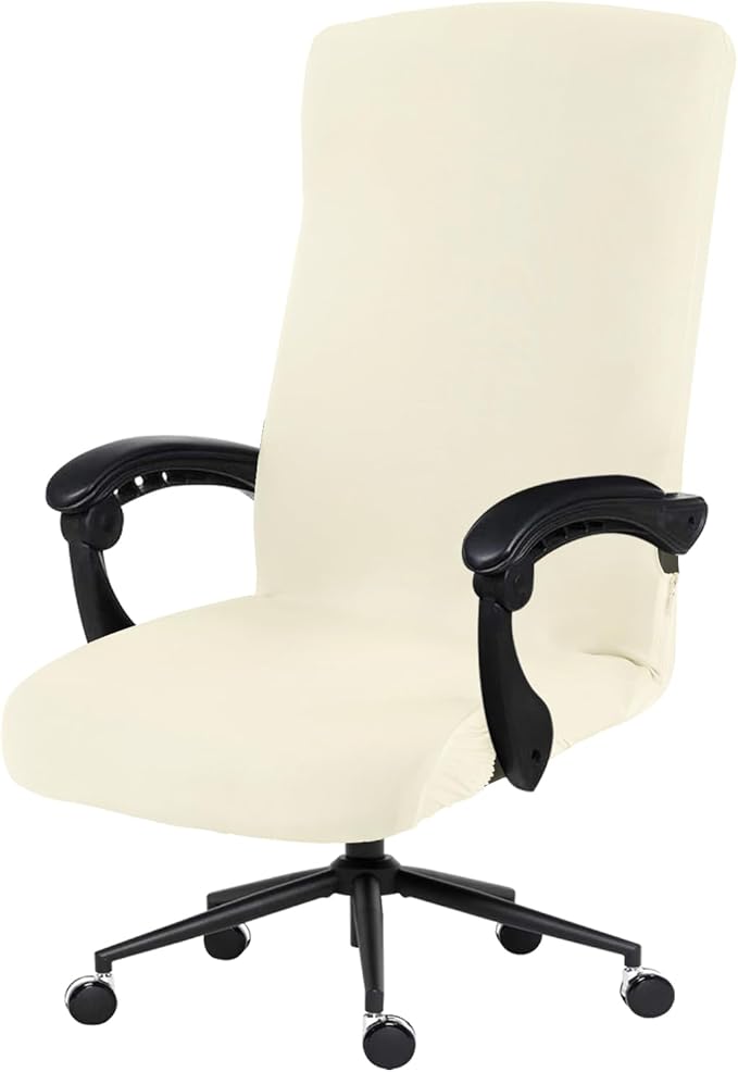 Elastic Computer Chair Cover with Durable Zipper - Protective Removable Washable Universal Office Desk Chair Seat Slip Cover - Stretchy Soft Anti-dust Desk Chair Seat Protector for Dogs, Cats, Pets