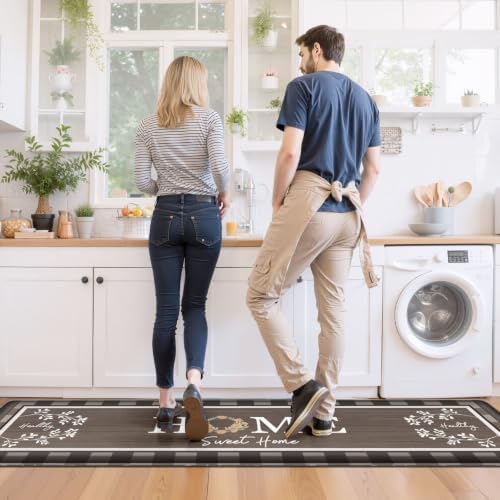 Kitchen Mats 2PCS, Anti Fatigue Rugs, 17.3x30+17.3x59in, Brown