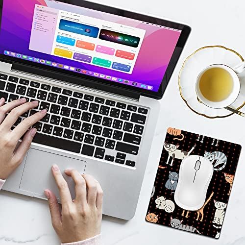 Small Mouse Pad Cute, Mini Mouse Pads for Wireless Mouse and Laptop, Travel Mousepad with Designs - Funny Cats, Portable Mouse Mat with Non-Slip Rubber Base and Waterproof Cloth - 5.5 x 7 in