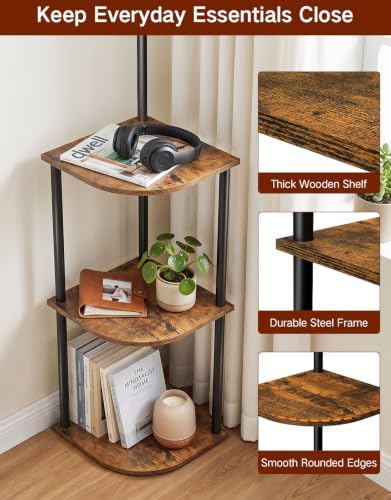 Corner Floor Lamp with Table, Standing Lamp with Side Table