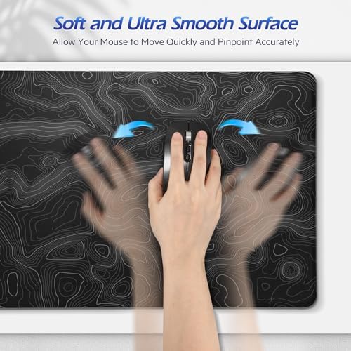 Gimars 4 in 1 Mouse Pad and Keyboard Wrist Rest Set, Large Mouse Pad with Memory Foam Wrist Support Pad for Desk with Coaster, Easy Typing Pain Relief, Gaming Office Home 31.5x12 in, Topographic Map