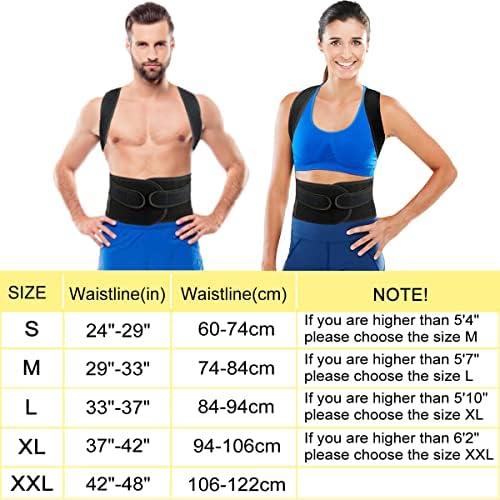 Posture Corrector for Women & Men - Adjustable Back Brace, Lumbar Support for Pain Relief, Scoliosis & Hunchback Correction, Spine Alignment Aid XXL(42"-48")