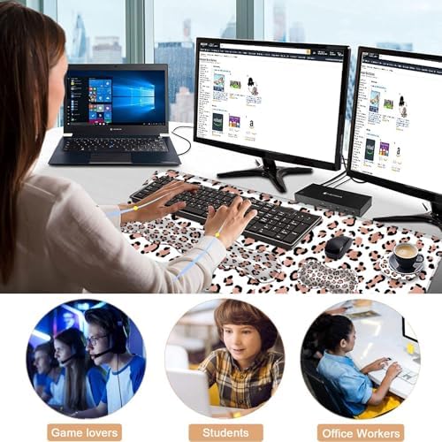 Keyboard Wrist Rest and Mouse Pad with Wrist Support Set Ergonomic Coaster,Memory Foam,Easy Typing Pain Relief,Large XL Desk Mat 31.5"x 11.8",Leopard Print