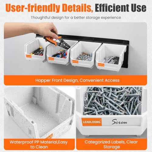16pc Wall-Mounted Storage Organizer Set with Metal Rails White