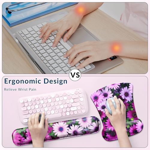 Desk Mat Set Keyboard and Mouse Pad with Wrist Rest Support