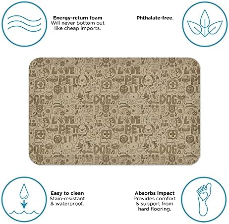 GelPro Designer Anti-Fatigue Comfort Floor Mat, 20 x 32, Pet Graffiti Basset Brown, 106-P-2032-PGBB
