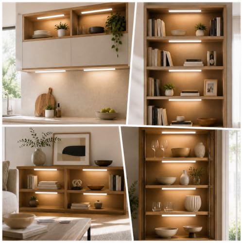 Display Shelf Lighting, 4 Pack x12 Inch 5000K Dimmable with Memory Function