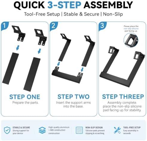 Laptop Stand for Desk ABS+Metal Portable Computer Riser Notebook Holder Printer Stand Office Desk Accessories Compatible with MacBook Air, Pro, Dell, HP, Lenovo and All 10-17" Laptops