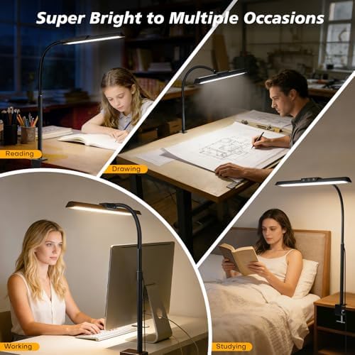 MOICO LED Desk Lamp with Clamp for Office Home-