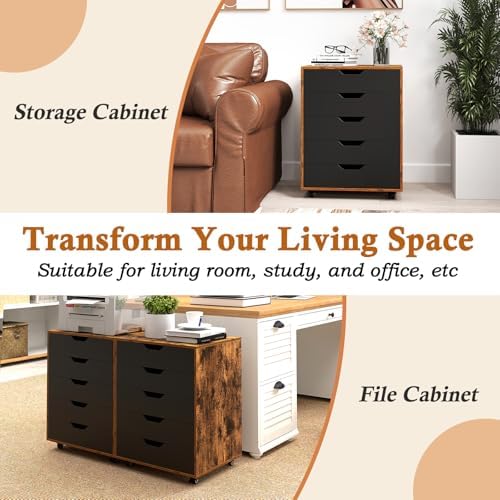 DREAMADE Rolling File Cabinet, 5-Drawer Under Desk File Cabinet