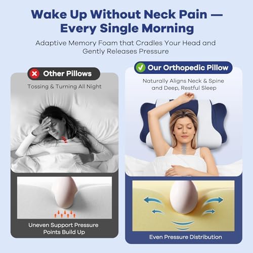 DONAMA Cervical Pillow for Neck Pain, Ergonomic Memory Foam Contour Pillow
