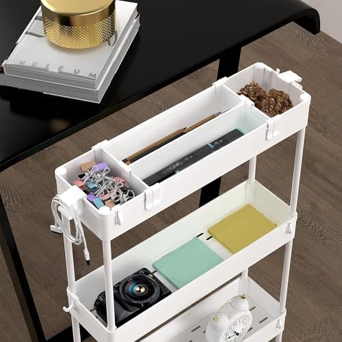 SPACELEAD Slim Storage Cart(2 Pack),4-Tier Rolling Utility Organizer