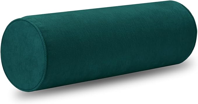 Cylinder Round Memory Foam Support Pillows Cervical Neck Roll Pillow with Pillowcase Soft, Comfortable and Breathable for Sleeping, Chair, Car, Sofa,Travel (Forest Green, 18x16)