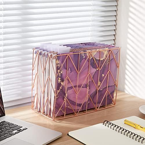 6 Packages Hanging folders File Cabinet Organizer Letter Size 1/5 Cut Adjustable Labels Decorate Home Office School Classroom, Purple Marble 9.3 "x 12.8"…
