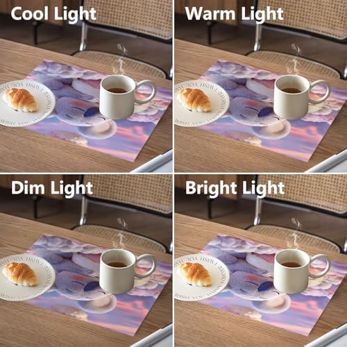 Koala Marshmallow Dreamy Linen Placemats, Cute On Sweet Cloud Table Mats for Table Washable Heat Insulation Thick Dining Mat, Indoor/Outdoor 12X18 in 4 Pcs