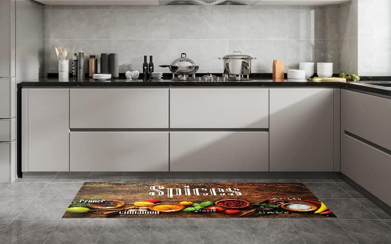 J&V TEXTILES Kitchen Mat Cushioned Anti Fatigue Floor Mat,19.6"x55", Thick Non Slip Waterproof Kitchen Rugs and Mats, Standing Mat for Kitchen,Floor,Home,Office,Desk,Sink,Laundry (Spices)