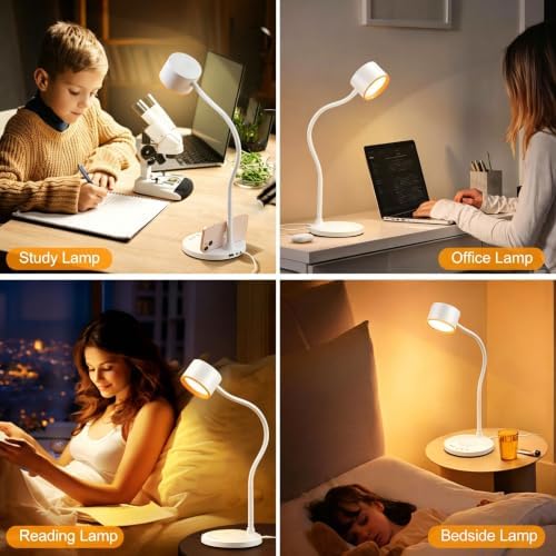 LiFMIRA Desk lamp with 2 USB Charging Ports, Touch Control Desk Light White