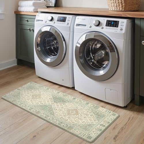 GENIMO Anti Fatigue Kitchen Mats for Floor 2PCS, Standing Rugs,MintGreen
